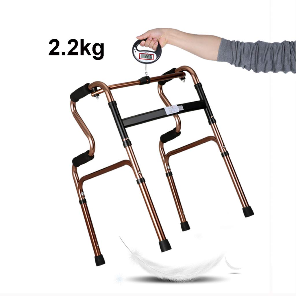 Klappbarer Leichter Gehrahmen aus Aluminiumlegierung, Gehhilfe, Gehhilfe mit Sitz (braun)