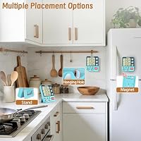 FCXJTU Digitaler Dual-Dreifach-Küchentimer, 3 Kanäle, Countdown, großes Display, Multi-Lebensmittel-Timer, Laute Lautstärke, Alarm, magnetisch, zum Kochen, Batterie im Lieferumfang enthalten, Blau – Ansicht 5