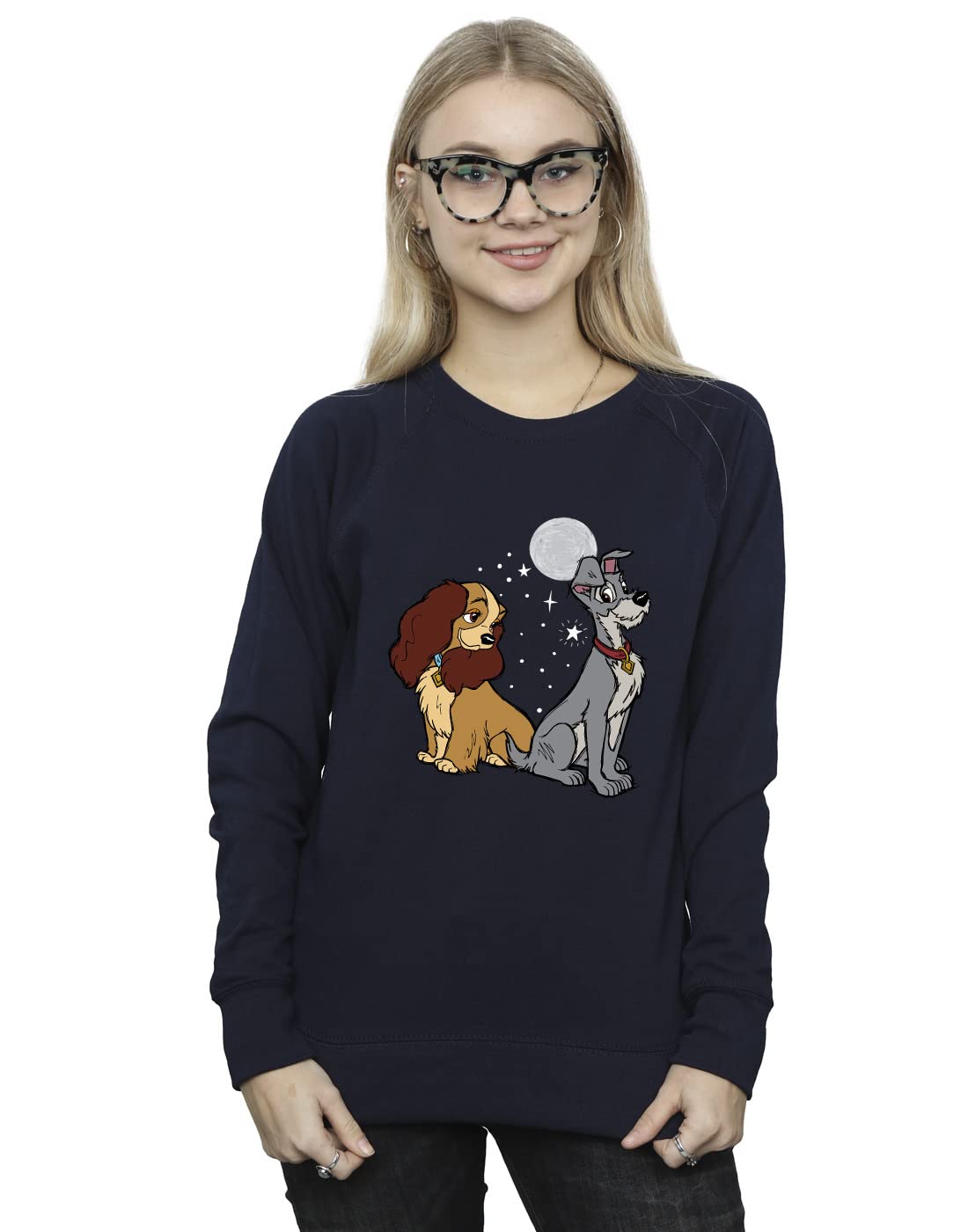 Absolute Cult Women's Navy Blue Disney Lady And The Tramp Christmas Hugs Sweatshirt X-Large