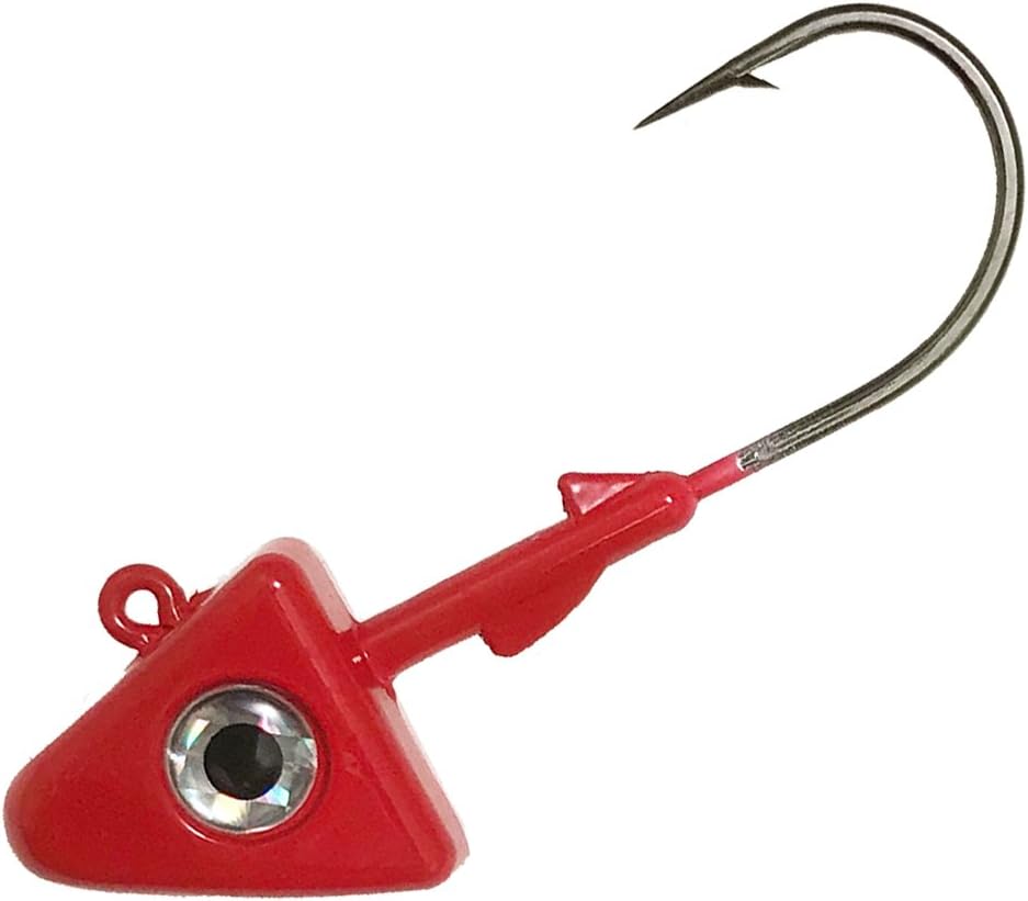 Shad Jig Heads 3oz, 8/0 Hook,6 Pcs Red with Mustad 32786 for Deepwater Jigging, Durable Powder Coating