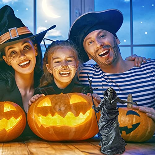 Black Skeleton Guardian Sculpture,Garden Statues,Halloween Decoration,Grim Reaper Statue For Haunted House #TOP4