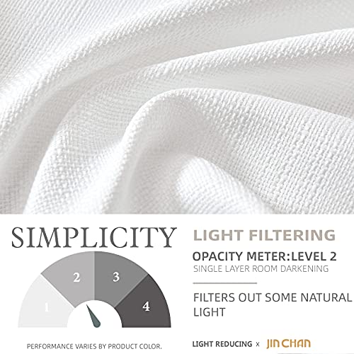 Jinchan White Kitchen Curtains 24 Inch Tier Curtains For Living Room Linen Textured Cafe Curtains For Bathroom Farmhouse Country Light Filtering Short Window Curtain Set Rod Pocket 2 Panels #TOP3