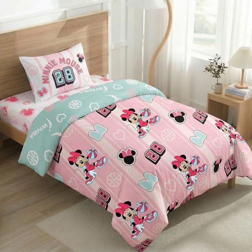 Northwest Disney Minnie Mouse Twin Comforter Set Reversible Design Ultra Soft Fade Resistant Microfiber Kids Bedding Set Officially Licensed
