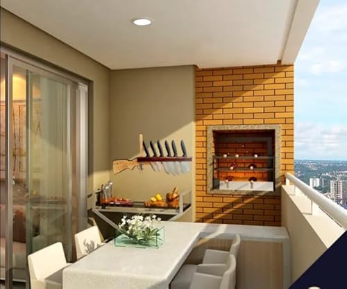 Porta Facas Escopeta de Parede em Madeira para Cozinha ou àrea de churrasco