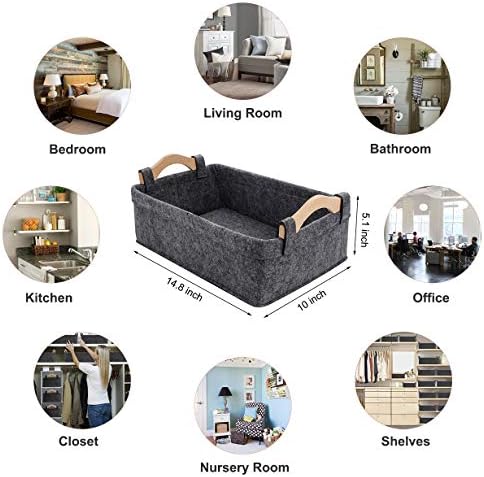 KWLET Small Baskets Small Storage Baskets Bin Narrow Storage Basket for Towels Dog Cat Toys Clothes Blankets Office Supplies Dippers Baby Toys Storage Basket Light Gray