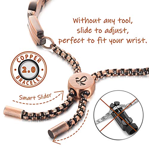 RainSo Women Pure Copper Magnetic Therapy Health Care Bracelets Pain Relief for Arthritis Adjustable Design with Display Box - Thumbnail 3