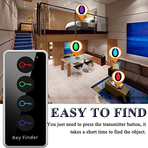 Key Finder, Wireless Remote Key Finder, Item Tracker with 4 Receivers, 1 Remote, LED and Base Support, Item Locator Tracker for Keys, Wallet, Wireless RF Remote Item, Best Gifts (4 in 1)