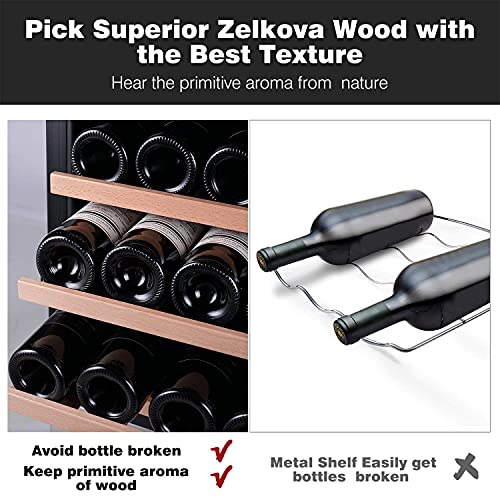 【Upgrade】TYLZA 24 Inch Dual Zone Wine Cooler Refrigerator, 46 Bottle Wine Fridge Under Counter Freestanding and Built-in, Compressor Fast Cooling Low Noise and No Fog for at Home, Office, Kitchen and Bar