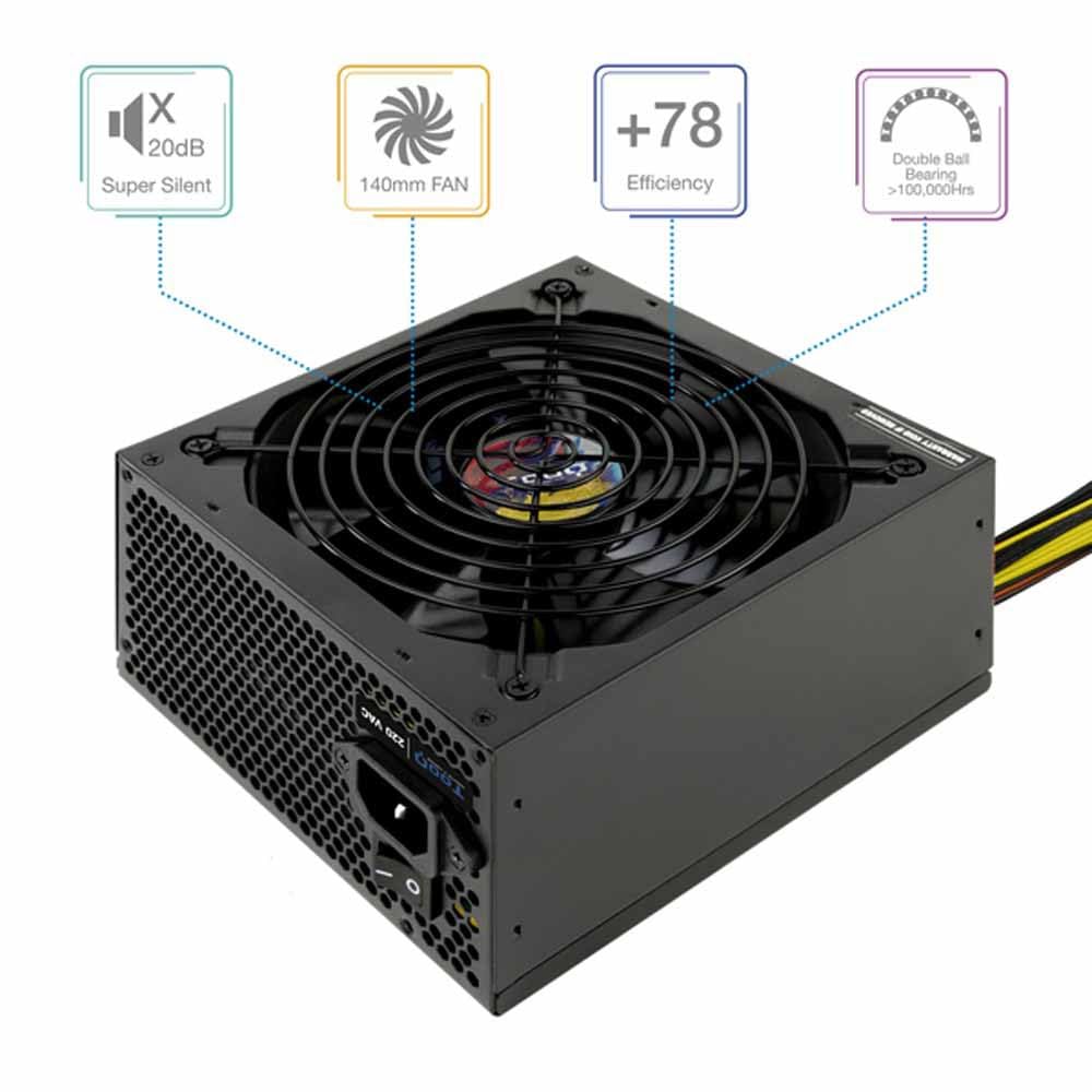 Tooq TQAPOLO-700SP zasilacz ATX 700W z aktywnym PFC, kolor czarny