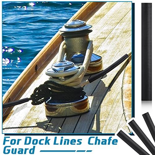 8 Pcs Dock Line Chafe Guard 16 Inches Length Chafe Secure Guard Chafe Guards For Dock Lines Removable Chafing Guard For Eliminating Line Squeaking, Black #TOP3