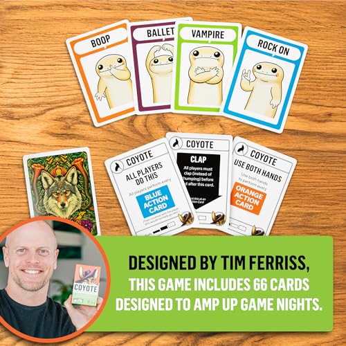 Image of Exploding Kittens Coyote Created by Tim Ferriss | Perfect for Family Fun, Game Night, and Travel | 3-8 Players, 10 Mins, Ages 10 and Up