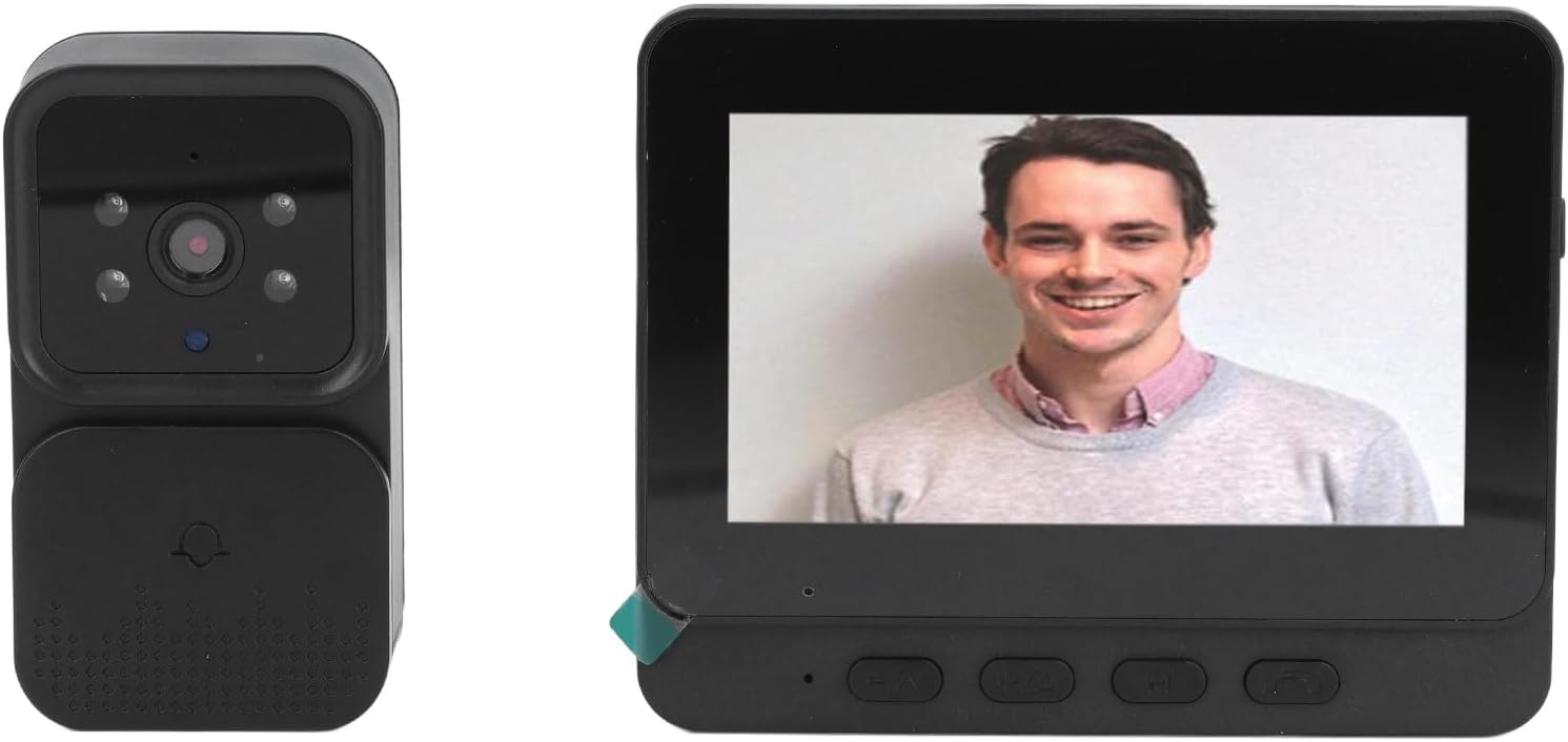 Wireless Video Doorbell, 4.3in Stable Connection 2 Way Intercom WiFi Video Doorbell with Infrared Night for Home Indoor