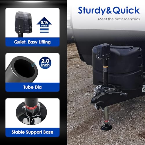 POLESTAR Electric Trailer Jack 3500lbs, Power A-Frame Electric Tongue Jack for Lifting RV Travel Utility Trailer Camper, Trailer Jack with 4.5" Drop Leg & LED Light & Manual Crank, 9-27" Lift by POLESTAR - Image 3