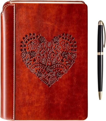 SETTINI Herz Schreibtagebuch, Hardcover Kunstleder Notizbuch für Schriftsteller, Reisetagebuch liniert persönliches Tagebuch Geschenkset: einzigartiges Tagebuch mit Luxus-Stift.
