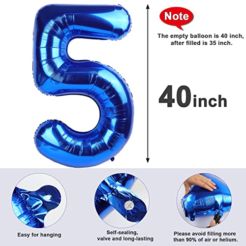 Image of 6 Balloon Numbers Birthday Decorations, 40In Dark Blue Balloons for Party | Eye-catching Appearance, Perfect Decorative Centerpieces, Convenient Self-sealing Structure, Widely for Various Occasions