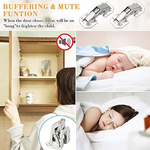 BUZIFU Cabinet Hinges 10 Pcs Cupboard Door Hinge 90 Degree Hidden Hinges Concealed Furniture Hinges Soft Close Hinges Easy Installation Hinges with Screws for Drawer Window Cupboard Cabinet Door