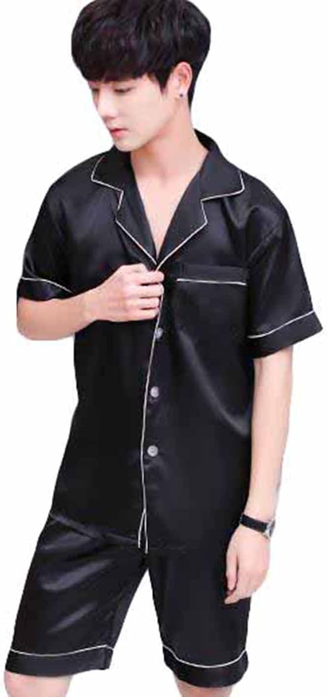 Gergeousメンズ ルームウェア シルク 前開き 部屋着 ゆったり 上下セット パジャマ 夏 半袖 公式の店舗