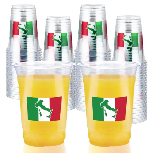 Greencian 100 Pcs Italian Flag Plastic Cups 16 oz Italian Party Decorations by Greencian - Used condition - US$17.76