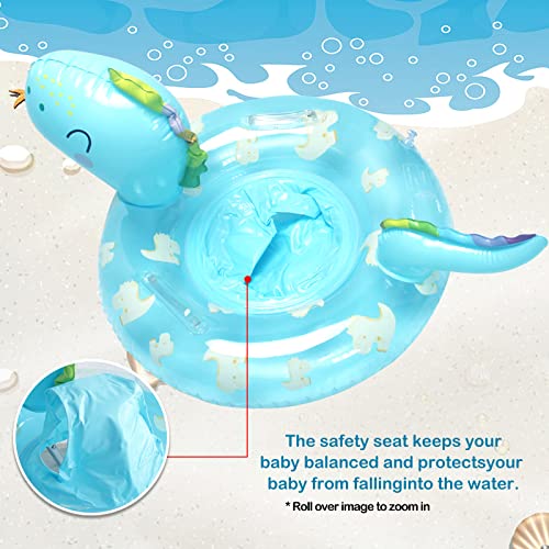 Xmasmate Baby Swimming Ring Floats - Inflatable Dinosaur Child Pool Float With Safety Seat For Toddler 12-36 Months,Children Waist Float Ring Pool Swim Water Beach Float Toys Party Supplies (Blue) #TOP3