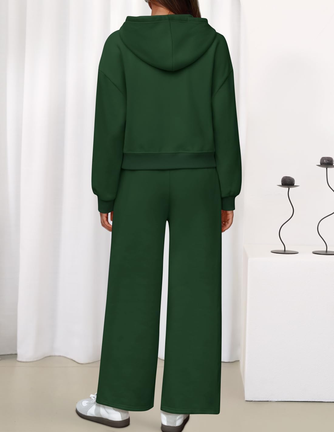 ZESICA Women's 2 Piece Outfits 2025 Spring Winter Fleece Hoodie Tracksuit Zip Up Sweatshirt Long Sweatpant Matching Set