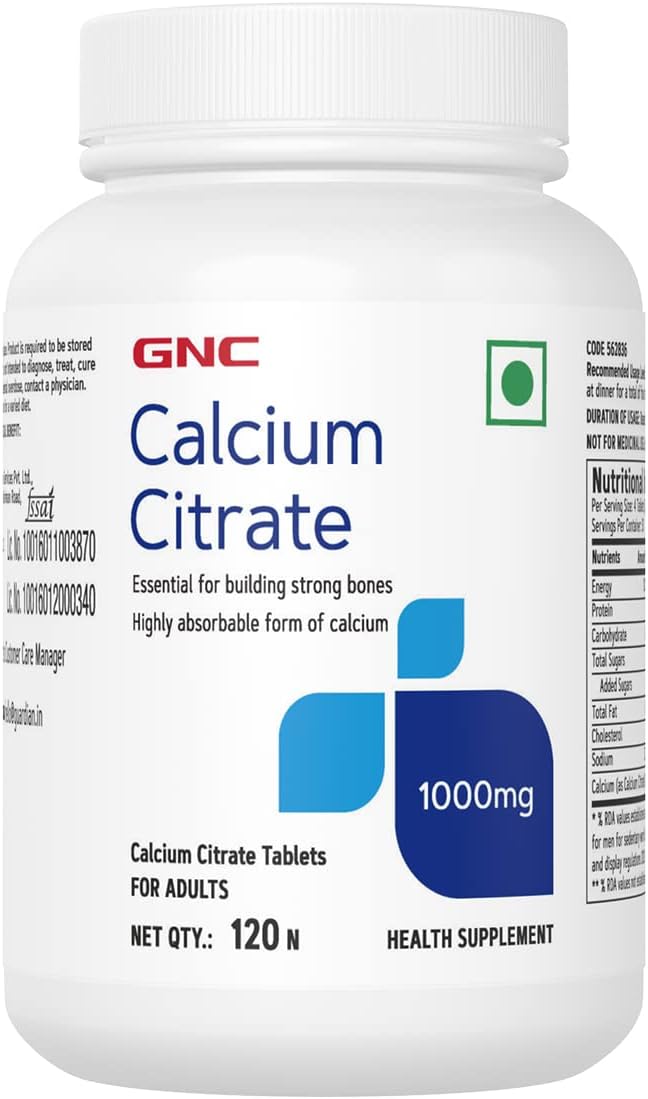 Calcium Citrate 1000mg | 120 Veg Tablets | Most Absorbable Calcium | Improves Bone Strength & Density | Combats Age-Related & Postmenopausal Bone Loss | Boosts Muscle Strength | Formulated in USA
