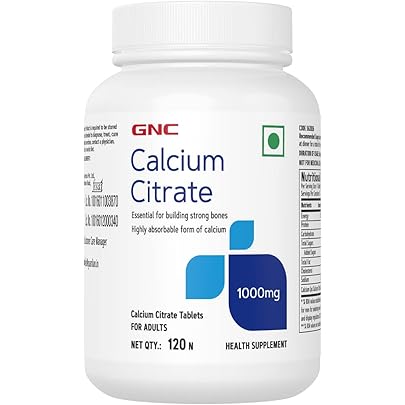 GNC Calcium Citrate 1000mg | 120 Veg Tablets | Most Absorbable Calcium | Improves Bone Strength &amp; Density | Combats Age-Related &amp; Postmenopaus