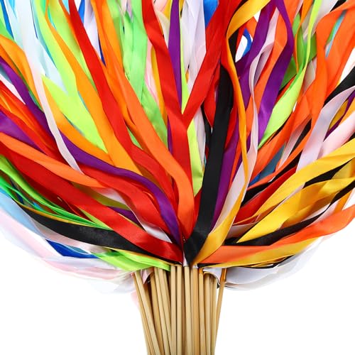 QUARKZMAN 100Pièces Rubans de Fête pour Mariage avec Grelots, Rubans Colorés pour Fête avec Grelots pour Célébration de Mariage, Activités Multicolores