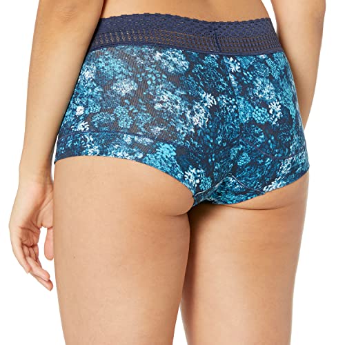 Maidenform Women's Cotton Boyshort Underwear With Lace, Full Coverage Panties (Retired Colors), Navy Romance Floral/Navy, 5 #TOP21
