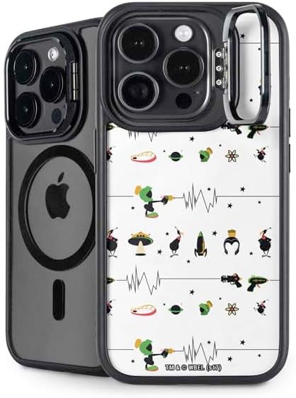 Skinit Kickstand Phone Case Compatible with iPhone 16 Pro Max - Officially Licensed Looney Tunes Marvin The Martian Black and White Design