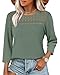 Womens Tops Dressy Casual Spring Going Out 3/4 Length Sleeve Boho Clothing Fall Fashion 2026 Business Casual Outfits Travel Vacation Dressy Blouses Dusty Green 3XL