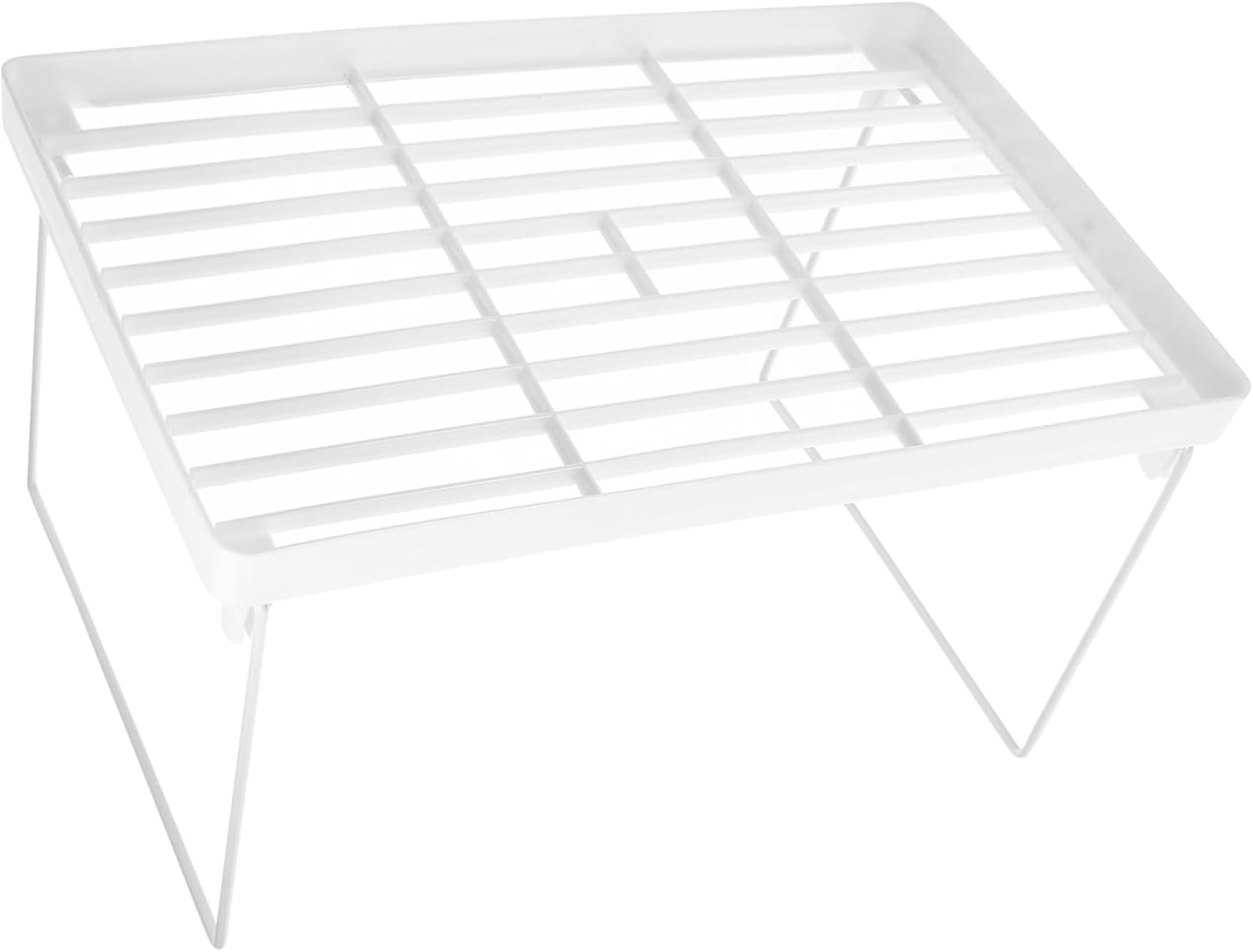 Folding Storage Rack Plastic White Foldable Multi Functional Tabletop Shelf