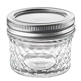 Nellam Quilted Glass Jars with Lids - 4 OZ Wide Mouth Crystal Jelly Glasses, Set of 24 Silver, for Canning, Preserving Food - each Mini Mason Jar is Freezer, Microwave, and Oven Proof