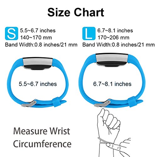 POY Replacement Bands Compatible for Fitbit Charge 2, Special Edition Adjustable Sport Wristbands, Large Cerulean - Thumbnail 5