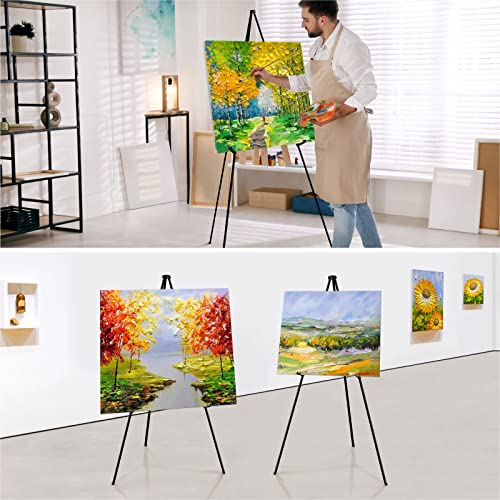 63" Tall Display Easel, Folding Instant Poster Easel, Black Steel Metal Telescoping Art Easel For Display Show, Easy Assembly With Carrying Bag (6Pack) #TOP1
