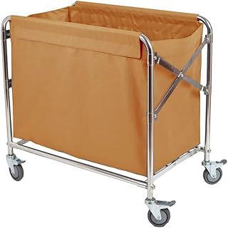Trolley Hotel Laundry Sorter Cart with Universal Brake Wheel Folding Linen Rolling Cart for Hospital Supplies Rack Room Service Washable Cover Included