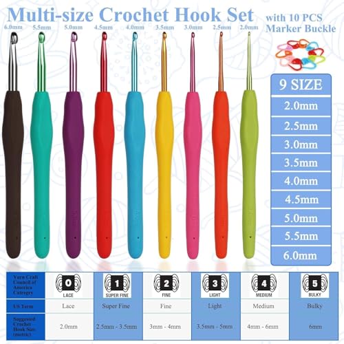 Image of Dodhar Crochet Kit for Beginners with Yarn - Complete Learn to Crochet Starter Kit for Kids Ages 8-12, Ergonomic Soft Grip Hooks, Accessories & Blue Flower Storage Bag (Blue Bag n kit)