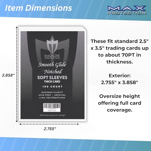 Max Protection Notched Penny Sleeves - 100ct Packs - Easy Glide Notched Card Holders- Premium, Acid-Free & Archival Safe Protection for Trading/Sports/Collectible Cards (5000 Sleeves) by Max Protection - Image 3