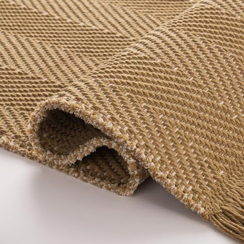 5x7 Washable Boho Area Rug with Tassels for Living Room Red Beige