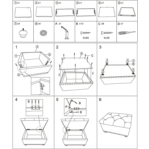 Homestripe 24 Inch Modern Tufted Bedroom Storage Ottoman Bench, Linen Lift Top Upholstered Foam Padded Rectangular Footstool, Easy Assemble Ottoman,Grey #TOP6