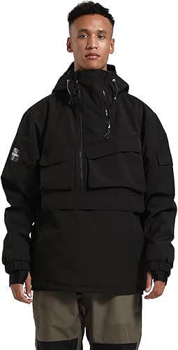 GSOU SNOW Chaqueta de esquí para hombre, abrigo de nieve para snowboard, cálido, invierno, impermeable, con capucha