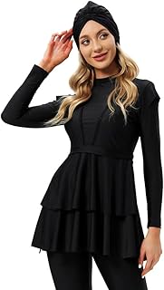 OBEEII Womens Muslim Swimsuits Full Coverage Long Sleeve Swimwear Burkini Hijab Bathing Suit