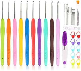 Eotvkof Small Size Lace Ergonomic Crochet Hooks Set 0.6mm-2.75mm Soft Grip Handle Crochets