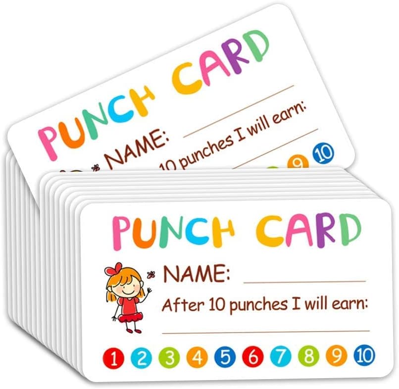 Reward Punch Cards, 100pcs Reward Incentive Card for Teacher, Behavior Chart for Kids, Homeschool Classroom Supplies for Motivation 2" x 3.5"