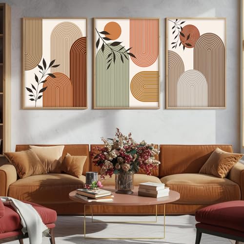 Image of ARTELLY Boho wall Art Paintings Modern Art Framed Wall Painting for Living Room Bedroom - Wall Posters | Paintings with Frame Set of 3 (Boho 4, 13x19 inch)