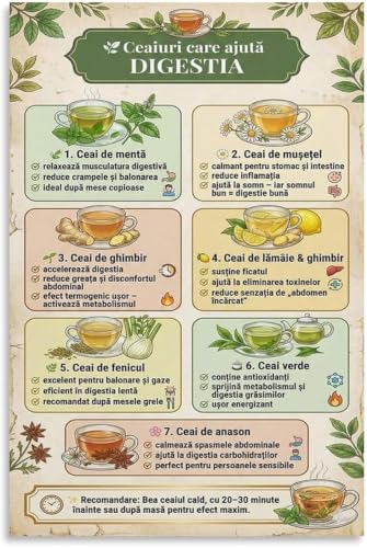 Toile digestion et guide de bien-être | Déco murale encadrée contre le stress du ventre