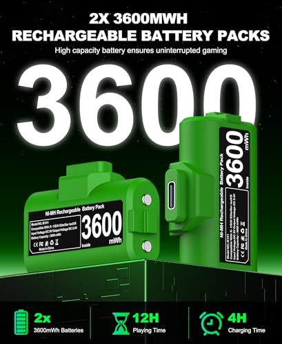 image for EXTREMECOOL Rechargeable Xbox Controller Battery Pack for Xbox Series 