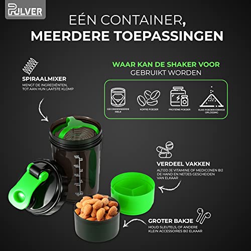 Pulver | Luxe Shake beker Groen | 2 compartimenten | 0,75L inhoudt | Sportschool shakebeker | Fitness drinkfles | Extra… - Image 7