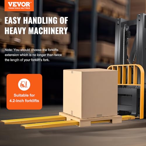 VEVOR 2er-Set Gabelverlängerungen 2440 mm Zinkenverlängerung 1,815 Tonnen Tragfähigkeit Gabelzinken Q235 Kohlenstoffstahl einteiliges Design Palettengabelverlängerung Kompatibel mit 106 mm Gabeln