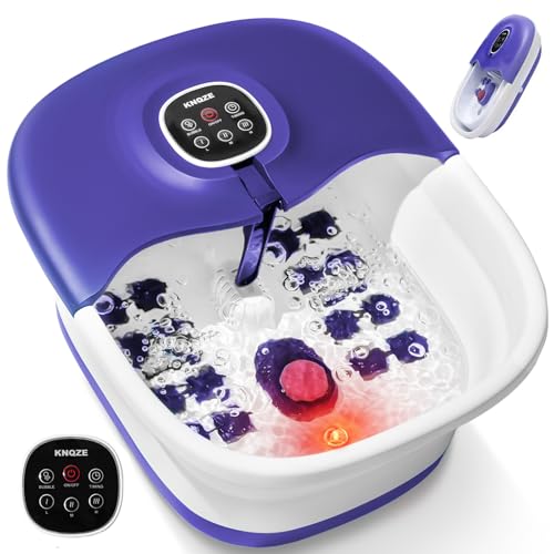 KNQZE Bain de Pied Massant Chauffant, Pliable Spa Pieds Bain Massage avec Télécommande, Minuterie, Vibration, Pierre Ponce, Balneotherapie Pieds avec 16 Rouleaux de...
