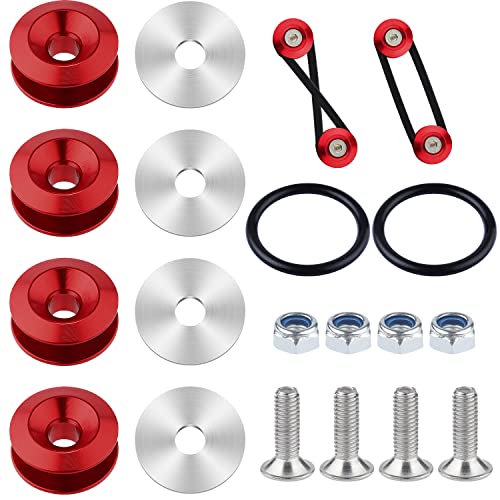 Fixation Rapide pare Choc, Support Pare Choc Rondelle Pare-Chocs Kit de Fixation Rapide de Coffre de Pare-Chocs pour Pare-Chocs de Voiture Universel (18 Pièces, Rouge)